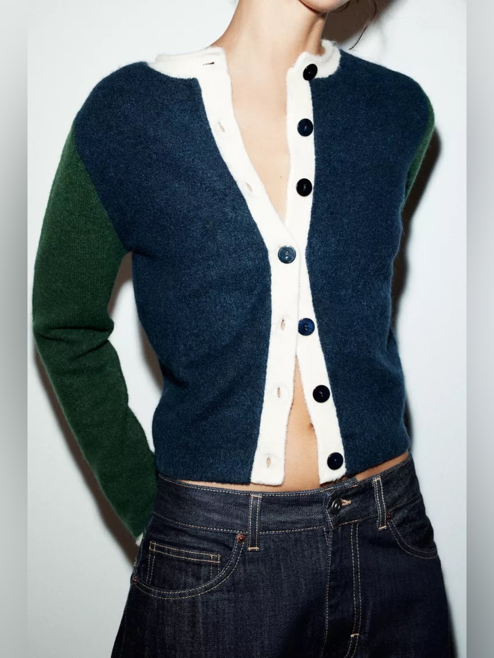 ZARA rare colour block wool blend cardigan